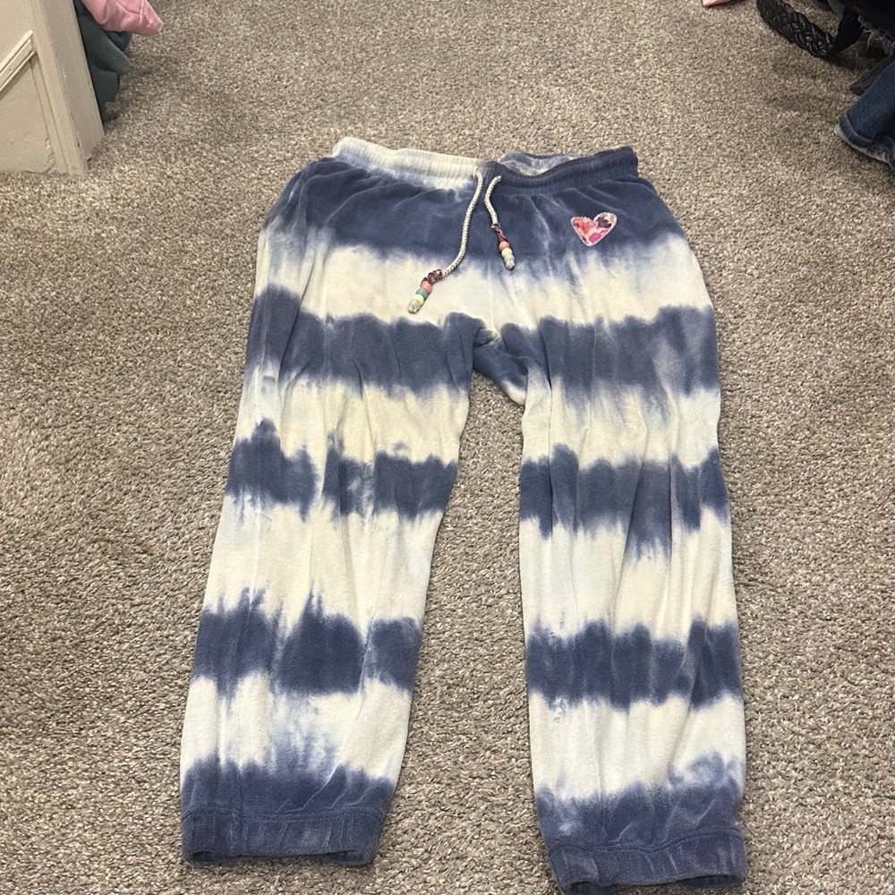 Women’s  Tie-Dye Terry Jogger Pants - Blue and White